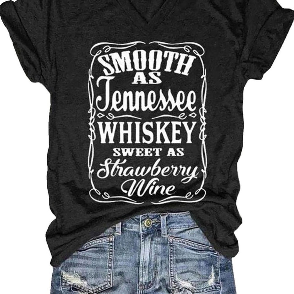Black Graphic Tee Smooth as Tennessee Whiskey with White Text